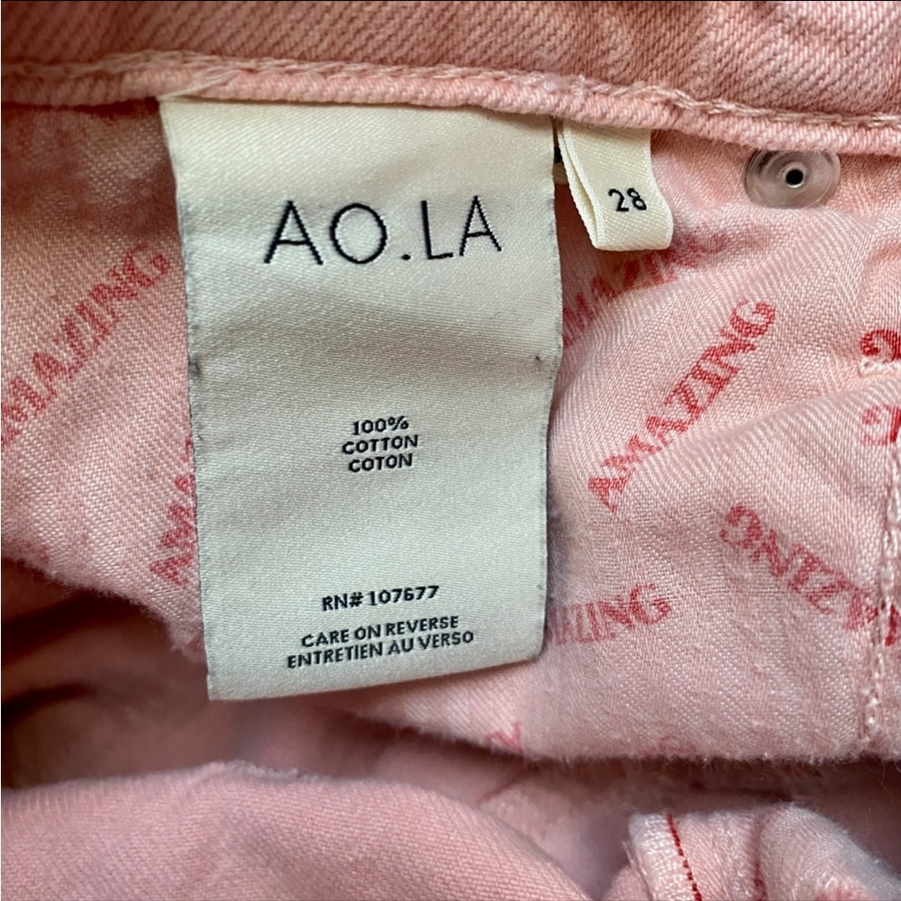 Alice + Olivia AO.LA Pink High Rise Girlfriend Jeans 28 Blush Straight Leg - Picture 12 of 12